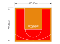 65M2/774X835CM CZERWONO-POMARAŃCZOWE BOISKO DO KOSZYKÓWKI SPEEDSPORT HEXA POWER PRO