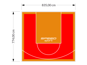 65M2/774X835CM CZERWONO-POMARAŃCZOWE BOISKO DO KOSZYKÓWKI SPEEDSPORT HEXA POWER PRO