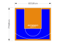 65M2/774X835CM NIEBIESKO-POMARAŃCZOWE BOISKO DO KOSZYKÓWKI SPEEDSPORT HEXA POWER PRO