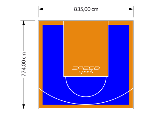 65M2/774X835CM NIEBIESKO-POMARAŃCZOWE BOISKO DO KOSZYKÓWKI SPEEDSPORT HEXA POWER PRO