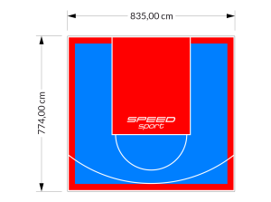 65M2/774X835CM BŁĘKITNO-CZERWONE BOISKO DO KOSZYKÓWKI SPEEDSPORT HEXA POWER PRO