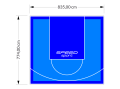 65M2/774X835CM BŁĘKITNO-NIEBIESKIE BOISKO DO KOSZYKÓWKI SPEEDSPORT HEXA POWER PRO