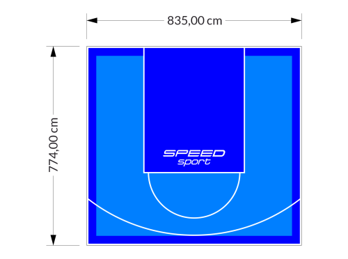 65M2/774X835CM BŁĘKITNO-NIEBIESKIE BOISKO DO KOSZYKÓWKI SPEEDSPORT HEXA POWER PRO