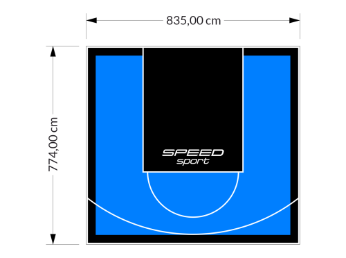 65M2/774X835CM BŁĘKITNO-CZARNE BOISKO DO KOSZYKÓWKI SPEEDSPORT HEXA POWER PRO