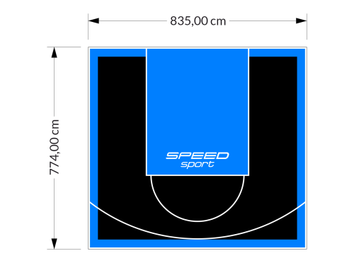 65M2/774X835CM CZARNO-BŁĘKITNE BOISKO DO KOSZYKÓWKI SPEEDSPORT HEXA POWER PRO