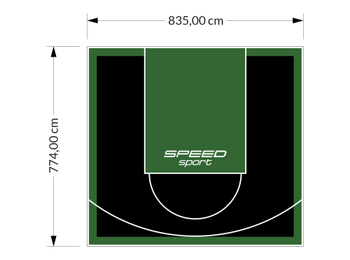 65M2/774X835CM CZARNO-ZIELONE BOISKO DO KOSZYKÓWKI SPEEDSPORT HEXA POWER PRO
