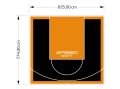 65M2/774X835CM CZARNO-POMARAŃCZOWE BOISKO DO KOSZYKÓWKI SPEEDSPORT HEXA POWER PRO