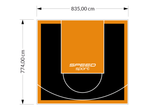 65M2/774X835CM CZARNO-POMARAŃCZOWE BOISKO DO KOSZYKÓWKI SPEEDSPORT HEXA POWER PRO