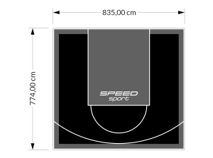 65M2/774X835CM CZARNO-GRAFITOWE BOISKO DO KOSZYKÓWKI SPEEDSPORT HEXA POWER PRO