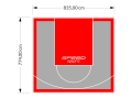 65M2/774X835CM SZARO-CZERWONE BOISKO DO KOSZYKÓWKI SPEEDSPORT HEXA POWER PRO