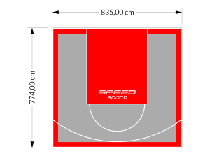 65M2/774X835CM SZARO-CZERWONE BOISKO DO KOSZYKÓWKI SPEEDSPORT HEXA POWER PRO