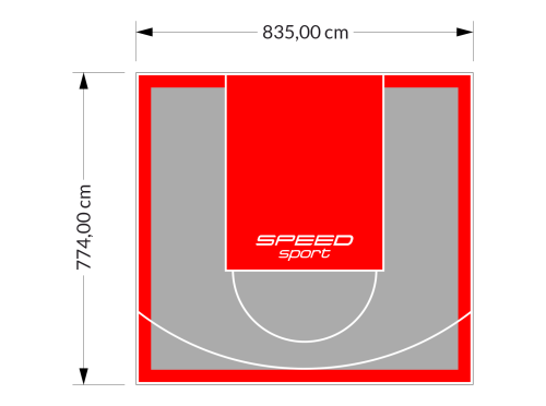 65M2/774X835CM SZARO-CZERWONE BOISKO DO KOSZYKÓWKI SPEEDSPORT HEXA POWER PRO