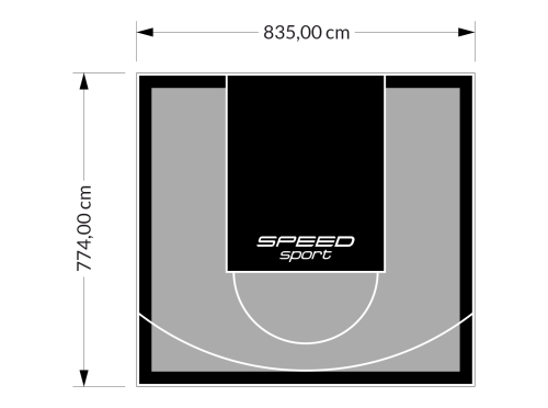 65M2/774X835CM SZARO-CZARNE BOISKO DO KOSZYKÓWKI SPEEDSPORT HEXA POWER PRO