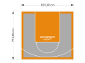 65M2/774X835CM SZARO-POMARAŃCZOWE BOISKO DO KOSZYKÓWKI SPEEDSPORT HEXA POWER PRO