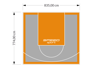 65M2/774X835CM SZARO-POMARAŃCZOWE BOISKO DO KOSZYKÓWKI SPEEDSPORT HEXA POWER PRO