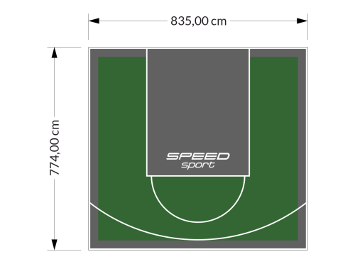 65M2/774X835CM ZIELONO-GRAFITOWE BOISKO DO KOSZYKÓWKI SPEEDSPORT HEXA POWER PRO