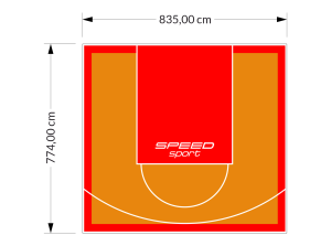 65M2/774X835CM POMARAŃCZOWO-CZERWONE BOISKO DO KOSZYKÓWKI SPEEDSPORT HEXA POWER PRO