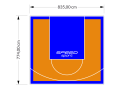 65M2/774X835CM POMARAŃCZOWO-NIEBIESKIE BOISKO DO KOSZYKÓWKI SPEEDSPORT HEXA POWER PRO