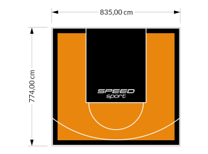 65M2/774X835CM POMARAŃCZOWO-CZARNE BOISKO DO KOSZYKÓWKI SPEEDSPORT HEXA POWER PRO