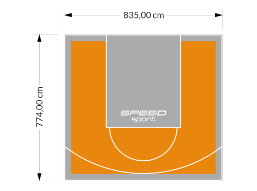 65M2/774X835CM POMARAŃCZOWO-SZARE BOISKO DO KOSZYKÓWKI SPEEDSPORT HEXA POWER PRO