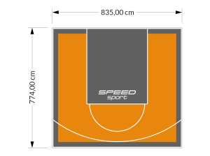 65M2/774X835CM POMARAŃCZOWO-GRAFITOWE BOISKO DO KOSZYKÓWKI SPEEDSPORT HEXA POWER PRO