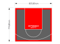 65M2/774X835CM GRAFITOWO-CZERWONE BOISKO DO KOSZYKÓWKI SPEEDSPORT HEXA POWER PRO
