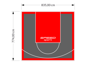 65M2/774X835CM GRAFITOWO-CZERWONE BOISKO DO KOSZYKÓWKI SPEEDSPORT HEXA POWER PRO