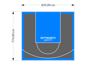 65M2/774X835CM GRAFITOWO-BŁĘKITNE BOISKO DO KOSZYKÓWKI SPEEDSPORT HEXA POWER PRO