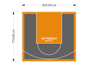 65M2/774X835CM GRAFITOWO-POMARAŃCZOWE BOISKO DO KOSZYKÓWKI SPEEDSPORT HEXA POWER PRO