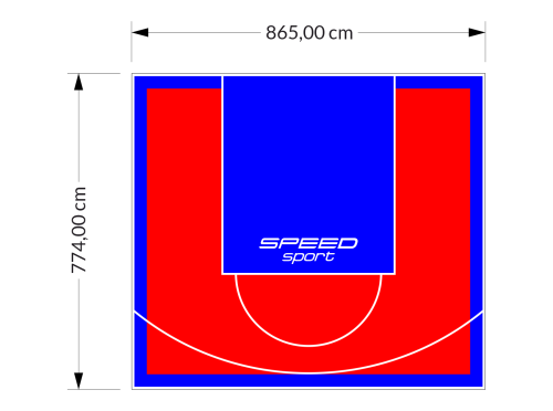 67M2/774X865CM CZERWONO-NIEBIESKIE BOISKO DO KOSZYKÓWKI SPEEDSPORT HEXA POWER PRO