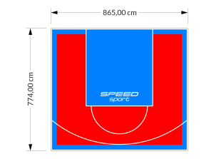 67M2/774X865CM CZERWONO-BŁĘKITNE BOISKO DO KOSZYKÓWKI SPEEDSPORT HEXA POWER PRO