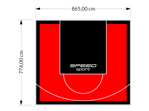 67M2/774X865CM CZERWONO-CZARNE BOISKO DO KOSZYKÓWKI SPEEDSPORT HEXA POWER PRO