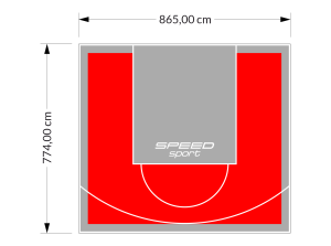67M2/774X865CM CZERWONO-SZARE BOISKO DO KOSZYKÓWKI SPEEDSPORT HEXA POWER PRO