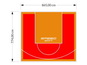 67M2/774X865CM CZERWONO-POMARAŃCZOWE BOISKO DO KOSZYKÓWKI SPEEDSPORT HEXA POWER PRO