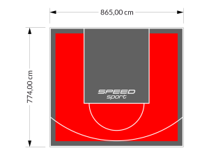 67M2/774X865CM CZERWONO-GRAFITOWE BOISKO DO KOSZYKÓWKI SPEEDSPORT HEXA POWER PRO