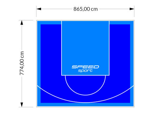 67M2/774X865CM NIEBIESKO-BŁĘKITNE BOISKO DO KOSZYKÓWKI SPEEDSPORT HEXA POWER PRO