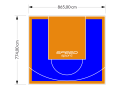 67M2/774X865CM NIEBIESKO-POMARAŃCZOWE BOISKO DO KOSZYKÓWKI SPEEDSPORT HEXA POWER PRO