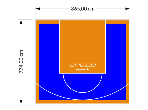 67M2/774X865CM NIEBIESKO-POMARAŃCZOWE BOISKO DO KOSZYKÓWKI SPEEDSPORT HEXA POWER PRO