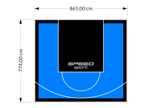 67M2/774X865CM BŁĘKITNO-CZARNE BOISKO DO KOSZYKÓWKI SPEEDSPORT HEXA POWER PRO