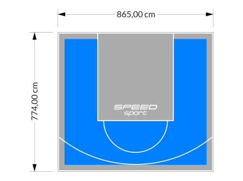 67M2/774X865CM BŁĘKITNO-SZARE BOISKO DO KOSZYKÓWKI SPEEDSPORT HEXA POWER PRO