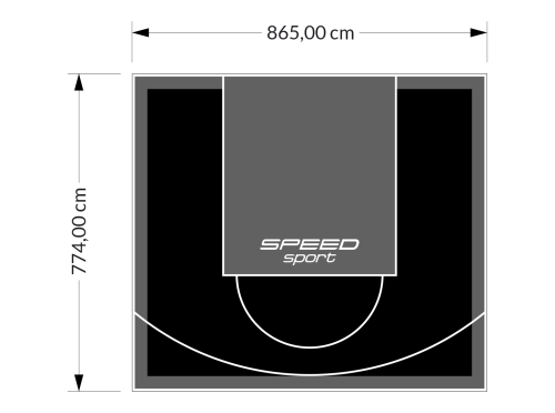 67M2/774X865CM CZARNO-GRAFITOWE BOISKO DO KOSZYKÓWKI SPEEDSPORT HEXA POWER PRO