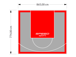 67M2/774X865CM SZARO-CZERWONE BOISKO DO KOSZYKÓWKI SPEEDSPORT HEXA POWER PRO