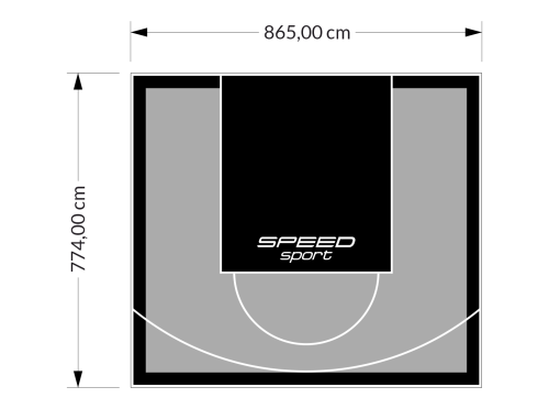 67M2/774X865CM SZARO-CZARNE BOISKO DO KOSZYKÓWKI SPEEDSPORT HEXA POWER PRO