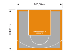 67M2/774X865CM SZARO-POMARAŃCZOWE BOISKO DO KOSZYKÓWKI SPEEDSPORT HEXA POWER PRO