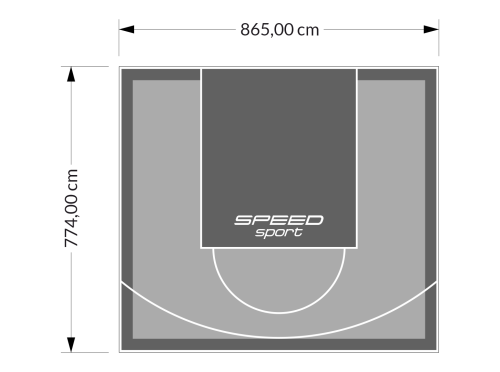 67M2/774X865CM SZARO-GRAFITOWE BOISKO DO KOSZYKÓWKI SPEEDSPORT HEXA POWER PRO