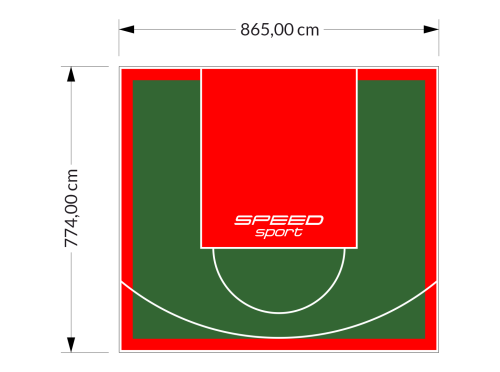 67M2/774X865CM ZIELONO-CZERWONE BOISKO DO KOSZYKÓWKI SPEEDSPORT HEXA POWER PRO