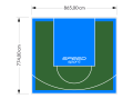 67M2/774X865CM ZIELONO-BŁĘKITNE BOISKO DO KOSZYKÓWKI SPEEDSPORT HEXA POWER PRO