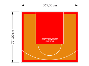 67M2/774X865CM POMARAŃCZOWO-CZERWONE BOISKO DO KOSZYKÓWKI SPEEDSPORT HEXA POWER PRO