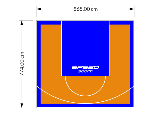 67M2/774X865CM POMARAŃCZOWO-NIEBIESKIE BOISKO DO KOSZYKÓWKI SPEEDSPORT HEXA POWER PRO