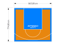 67M2/774X865CM POMARAŃCZOWO-BŁĘKITNE BOISKO DO KOSZYKÓWKI SPEEDSPORT HEXA POWER PRO